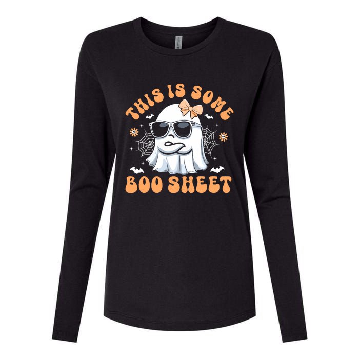 This Is Some Boo Sheet Cute Ghost Halloween Womens Cotton Relaxed Long Sleeve T-Shirt