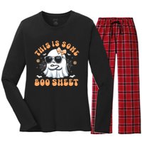 This Is Some Boo Sheet Cute Ghost Halloween Women's Long Sleeve Flannel Pajama Set 