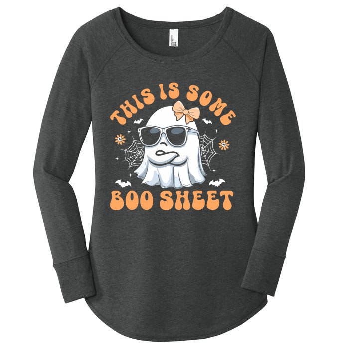 This Is Some Boo Sheet Cute Ghost Halloween Women's Perfect Tri Tunic Long Sleeve Shirt