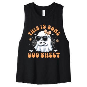 This Is Some Boo Sheet Cute Ghost Halloween Women's Racerback Cropped Tank