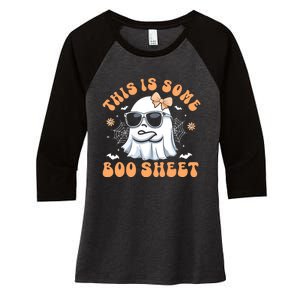 This Is Some Boo Sheet Cute Ghost Halloween Women's Tri-Blend 3/4-Sleeve Raglan Shirt