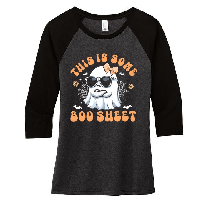 This Is Some Boo Sheet Cute Ghost Halloween Women's Tri-Blend 3/4-Sleeve Raglan Shirt