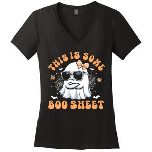 This Is Some Boo Sheet Cute Ghost Halloween Women's V-Neck T-Shirt