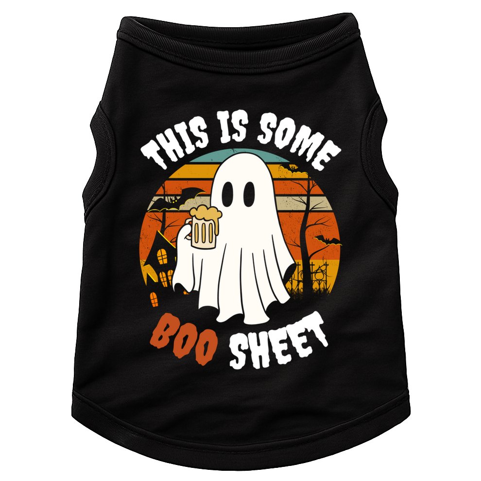 This Is Some Boo Sheet Funny Ghost Holding A Beer Halloween Gift Doggie Tank
