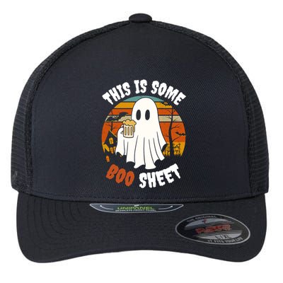 This Is Some Boo Sheet Funny Ghost Holding A Beer Halloween Gift Flexfit Unipanel Trucker Cap