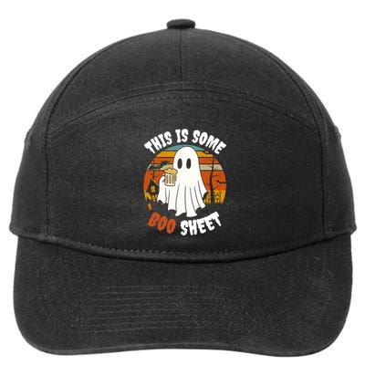 This Is Some Boo Sheet Funny Ghost Holding A Beer Halloween Gift 7-Panel Snapback Hat