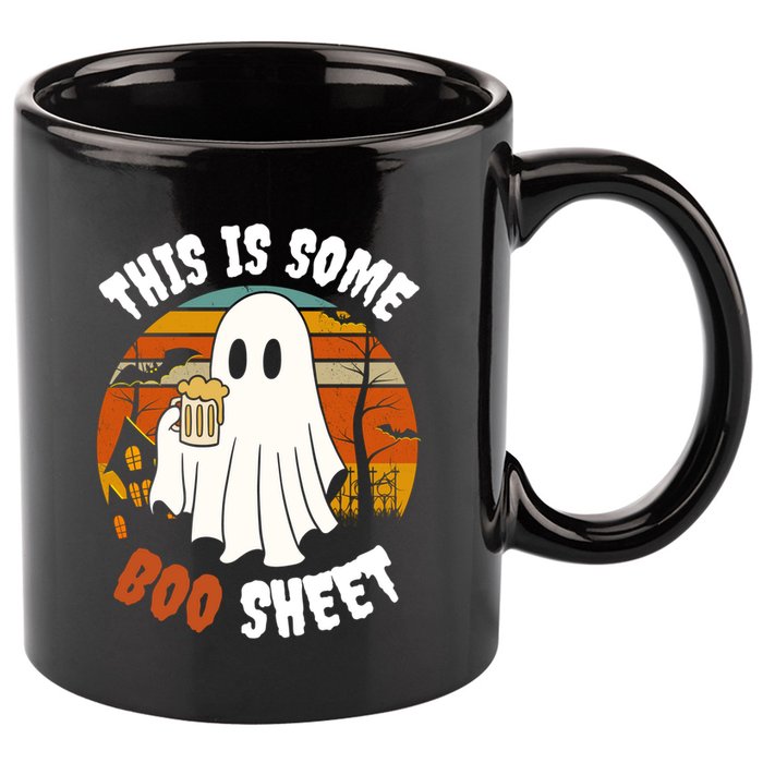 This Is Some Boo Sheet Funny Ghost Holding A Beer Halloween Gift 11oz C Handle Ceramic Mug