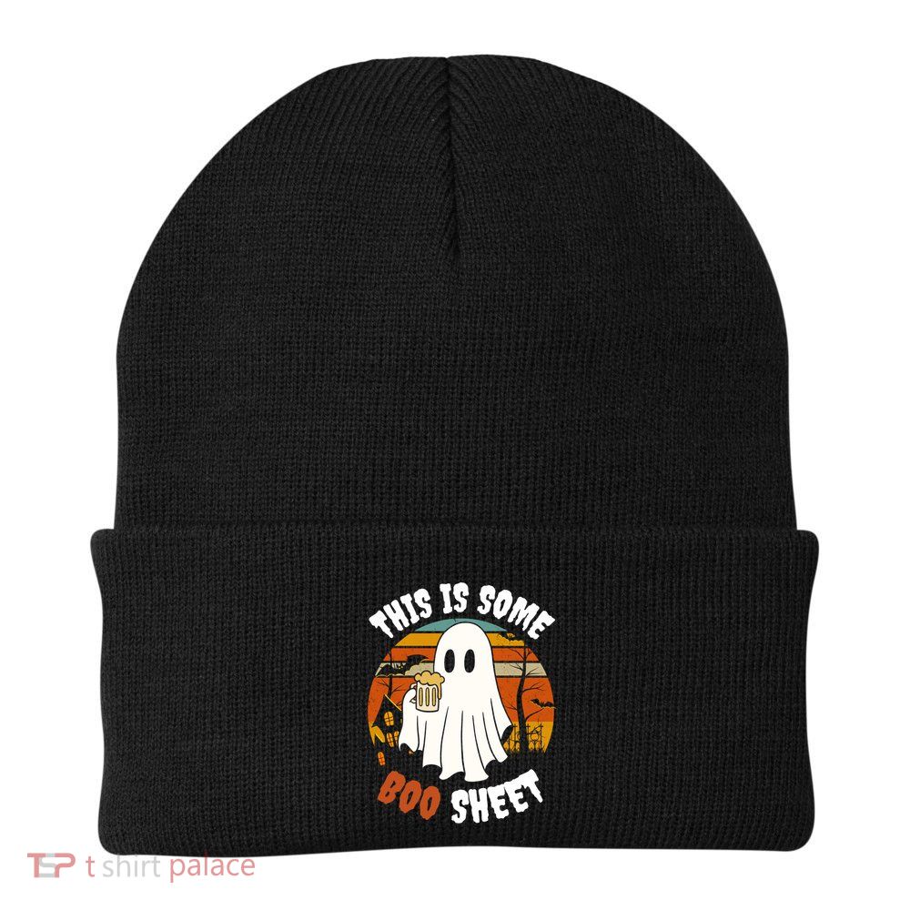 This Is Some Boo Sheet Funny Ghost Holding A Beer Halloween Gift Beanie