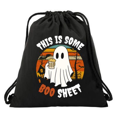 This Is Some Boo Sheet Funny Ghost Holding A Beer Halloween Gift Drawstring Bag