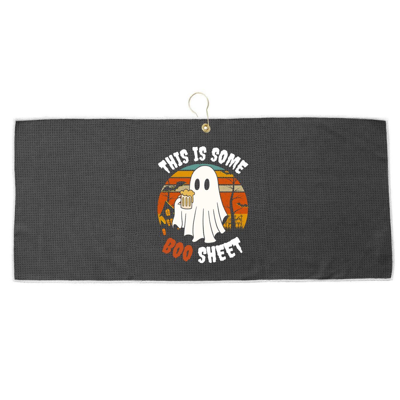 This Is Some Boo Sheet Funny Ghost Holding A Beer Halloween Gift Large Microfiber Waffle Golf Towel
