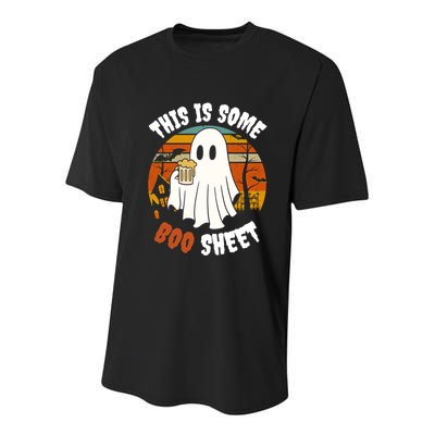 This Is Some Boo Sheet Funny Ghost Holding A Beer Halloween Gift Youth Performance Sprint T-Shirt