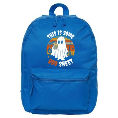 This Is Some Boo Sheet Funny Ghost Holding A Beer Halloween Gift 16 in Basic Backpack