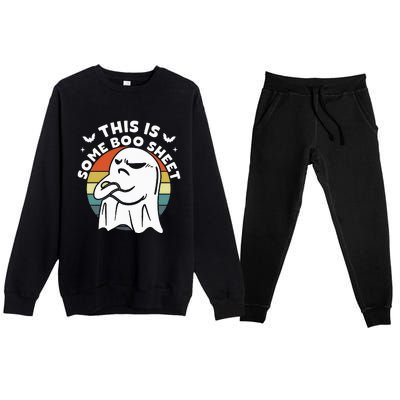 This Is Some Boo Sheet Ghost Halloween Costume Premium Crewneck Sweatsuit Set