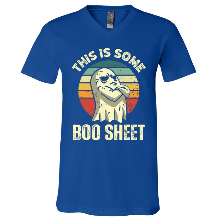 This Is Some Boo Sheet Halloween Funny Vintage Ghost V-Neck T-Shirt