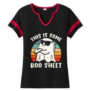 This Is Some Boo Sheet Halloween Ghost Funny Gift Ladies Halftime Notch Neck Tee