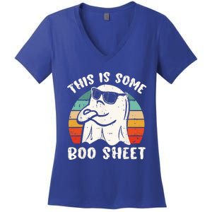 This Is Some Boo Sheet Halloween Ghost Funny Gift Women's V-Neck T-Shirt