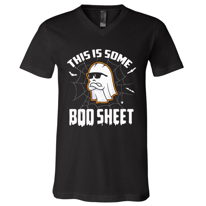 This Is Some Boo Sheet Funny Halloween Ghost Costume V-Neck T-Shirt