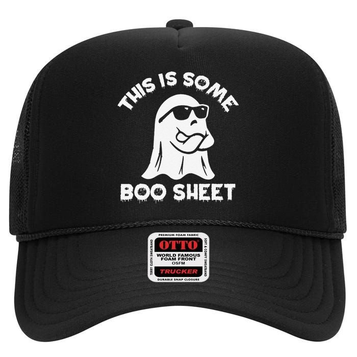 This Is Some Boo Sheet Cool Ghost Funny Halloween Costume High Crown Mesh Back Trucker Hat