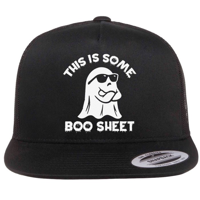 This Is Some Boo Sheet Cool Ghost Funny Halloween Costume Flat Bill Trucker Hat