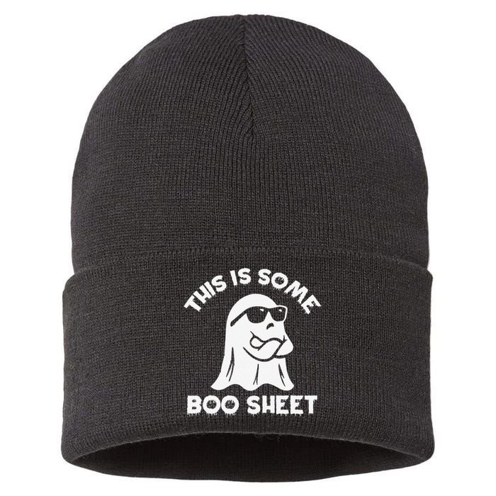 This Is Some Boo Sheet Cool Ghost Funny Halloween Costume Sustainable Knit Beanie