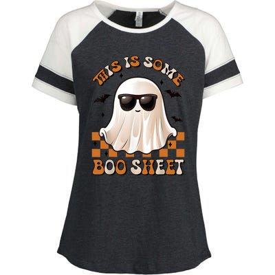 This Is Some Boo Sheet Halloween Ghost Funny Gifts Enza Ladies Jersey Colorblock Tee