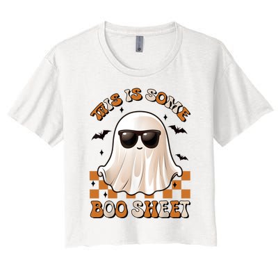 This Is Some Boo Sheet Halloween Ghost Funny Gifts Women's Crop Top Tee