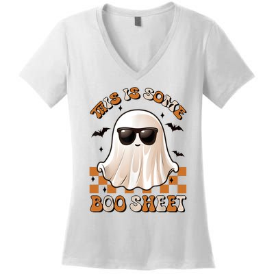 This Is Some Boo Sheet Halloween Ghost Funny Gifts Women's V-Neck T-Shirt