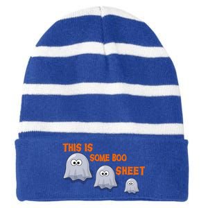 This Is Some Boo Sheet Cute Family Halloween Funny Gift Striped Beanie with Solid Band