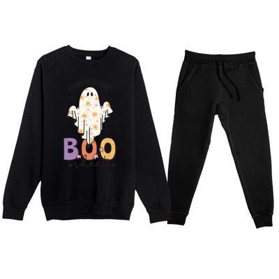 This Is Some Boo Sheet Cute Ghost Funny Halloween Costume Gift Premium Crewneck Sweatsuit Set