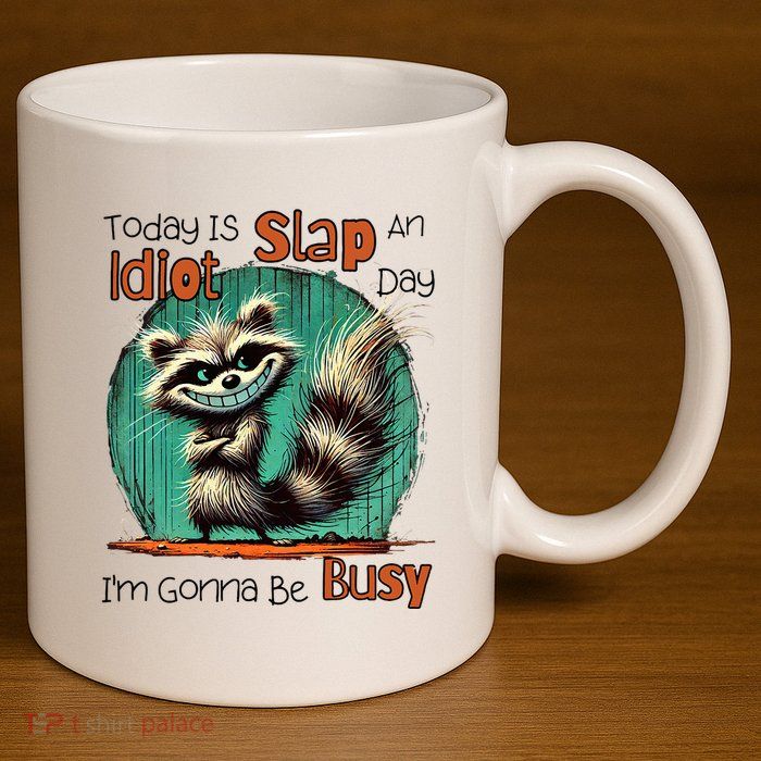 Today Is Slap An Idiot Day IM Gonna Be Busy 11oz C Handle Ceramic Mug