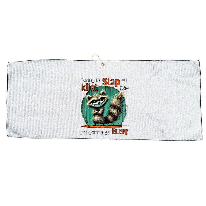 Today Is Slap An Idiot Day IM Gonna Be Busy Large Microfiber Waffle Golf Towel