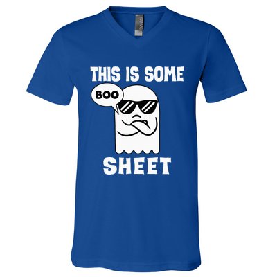 This Is Some Boo Sheet Retro Halloween Costume V-Neck T-Shirt