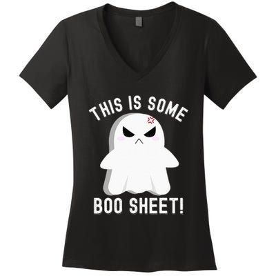 This Is Some Boo Sheet Halloween Ghost Costume Women's V-Neck T-Shirt
