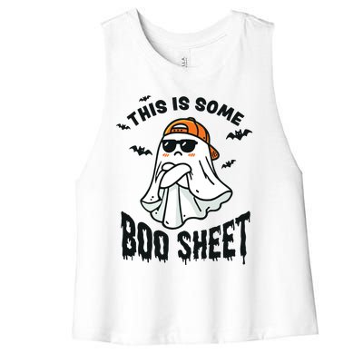 This Is Some Boo Sheet Ghost Funny Halloween Women's Racerback Cropped Tank