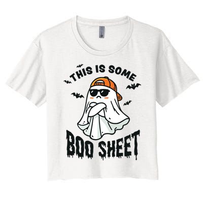 This Is Some Boo Sheet Ghost Funny Halloween Women's Crop Top Tee