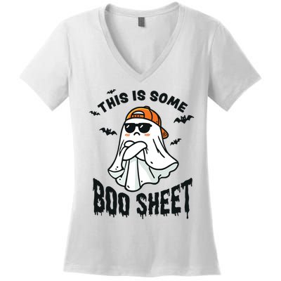 This Is Some Boo Sheet Ghost Funny Halloween Women's V-Neck T-Shirt