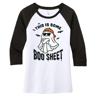 This Is Some Boo Sheet Ghost Funny Halloween Women's Tri-Blend 3/4-Sleeve Raglan Shirt