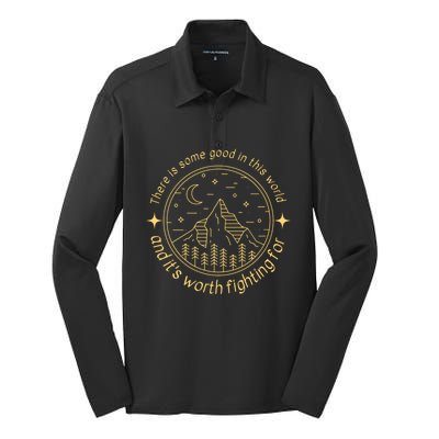 There Is Some Good In This World Mountain Landscape Fantasy Silk Touch Performance Long Sleeve Polo