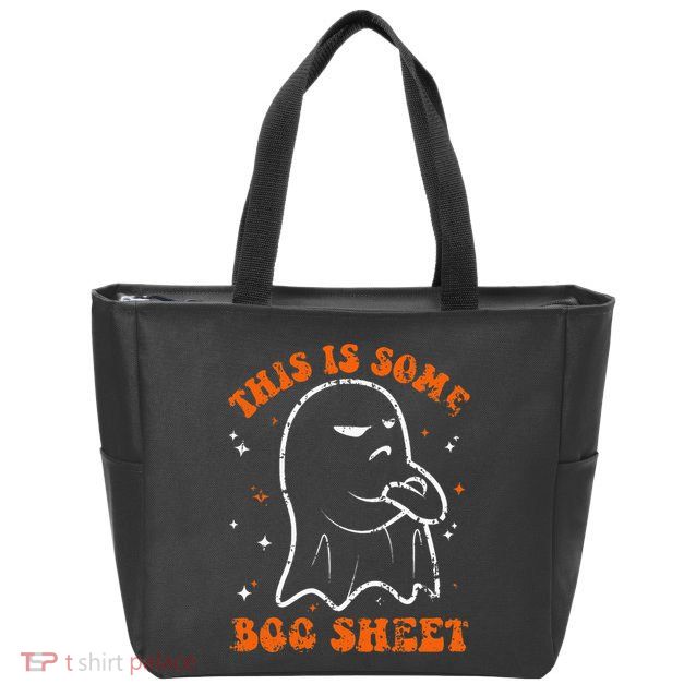 This Is Some Boo Sheet Funny Ghost Halloween Costume Retro Zip Tote Bag