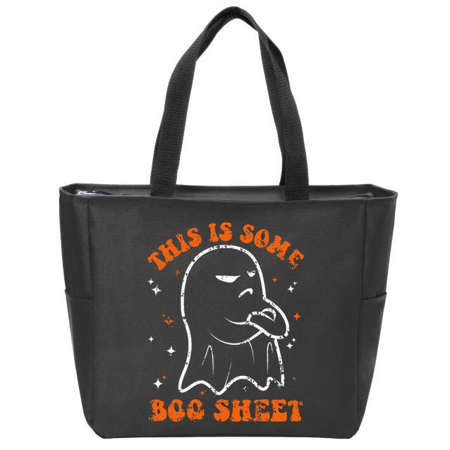 This Is Some Boo Sheet Funny Ghost Halloween Costume Retro Zip Tote Bag