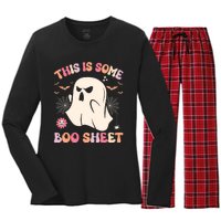 This Is Some Boo Sheet Ghost Halloween Costume Funny Ghost Women's Long Sleeve Flannel Pajama Set 