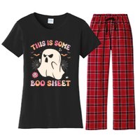 This Is Some Boo Sheet Ghost Halloween Costume Funny Ghost Women's Flannel Pajama Set