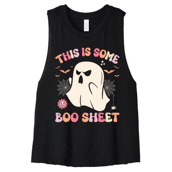 This Is Some Boo Sheet Ghost Halloween Costume Funny Ghost Women's Racerback Cropped Tank