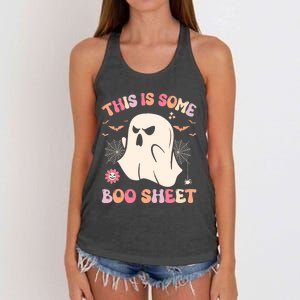 This Is Some Boo Sheet Ghost Halloween Costume Funny Ghost Women's Knotted Racerback Tank