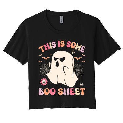 This Is Some Boo Sheet Ghost Halloween Costume Funny Ghost Women's Crop Top Tee