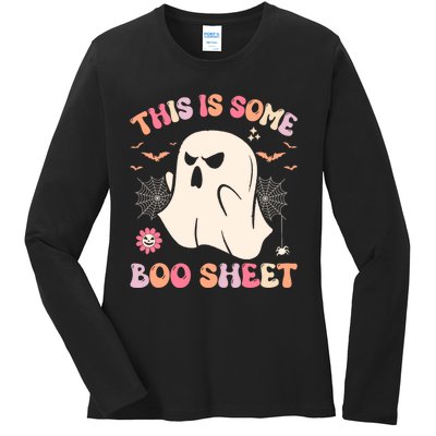 This Is Some Boo Sheet Ghost Halloween Costume Funny Ghost Ladies Long Sleeve Shirt