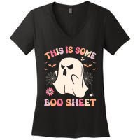 This Is Some Boo Sheet Ghost Halloween Costume Funny Ghost Women's V-Neck T-Shirt