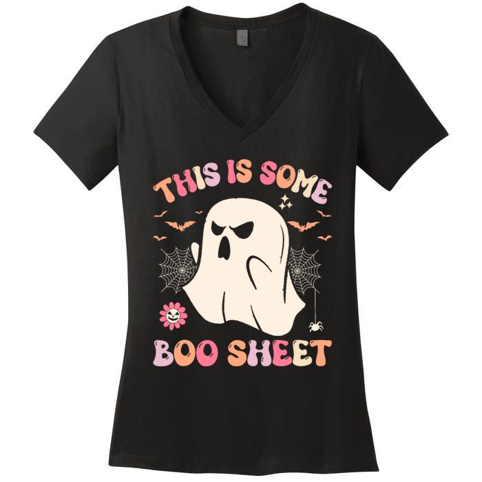 This Is Some Boo Sheet Ghost Halloween Costume Funny Ghost Women's V-Neck T-Shirt