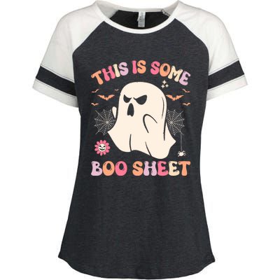 This Is Some Boo Sheet Ghost Halloween Costume Funny Ghost Enza Ladies Jersey Colorblock Tee