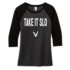 Take It Slo With Eagle Cal Poly Relax Classic Women's Tri-Blend 3/4-Sleeve Raglan Shirt